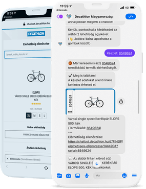 Decathlon ügyfélszolgálati e-commerce webshop Facebook Messenger chatbot rendszer megrendeléskövetés funkcióval