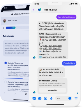 Todo / SZTE+ enrollment assistent with personalised todo list generator, Facebook Messenger chatbot